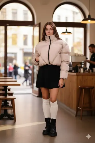 Kadın Yeni Sezon Çapraz Dikişli Kışlık Mont Lastik Detaylı Crop-Bejcropmont3 - MYPAGEBUTIK (1)