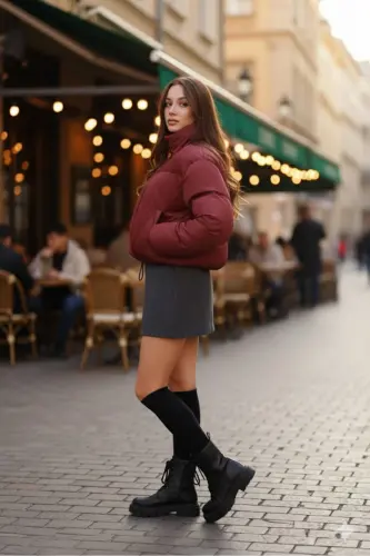 Kadın Yeni Sezon Çapraz Dikişli Kışlık Mont Lastik Detaylı Crop-Bordocropmont4 - MYPAGEBUTIK (1)