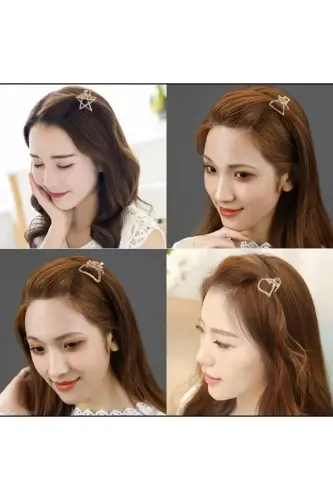 Kadın Yeni Trend Metal Küçük Boy Mandal Saç Tokası Kalp Şekilli 4 Cm-Gold Kalp - 3