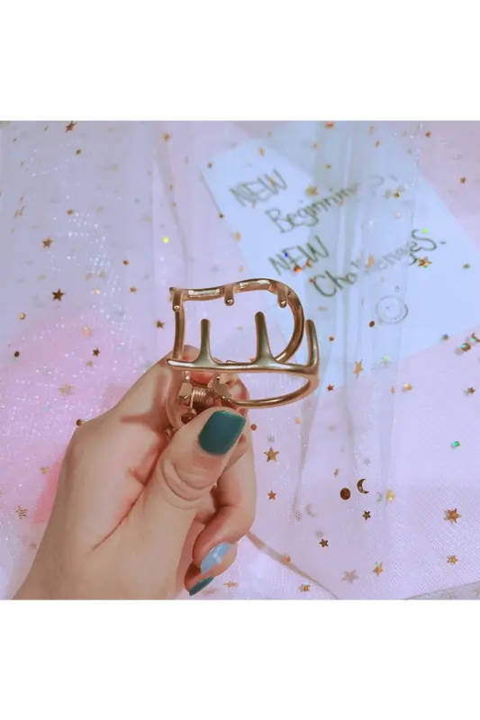 Kadın Yeni Trend Metal Küçük Boy Mandal Saç Tokası Kalp Şekilli 4 Cm-Gold Kalp - 2