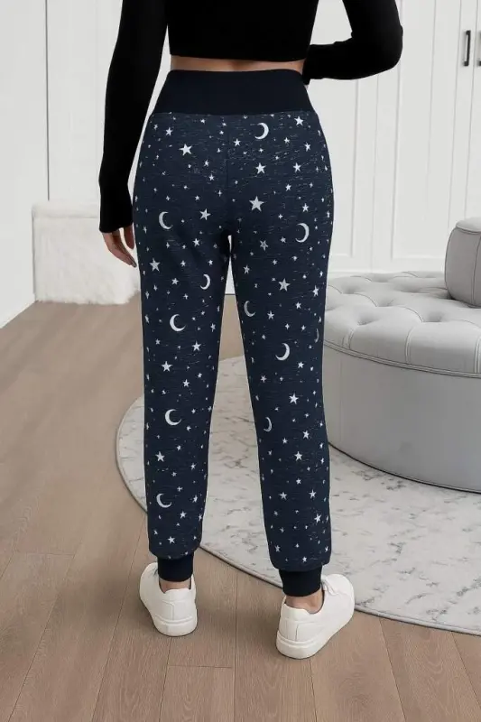 Kadın Yüksek Bel Bağcıklı Desenli Iki Iplik Pantolon - 5