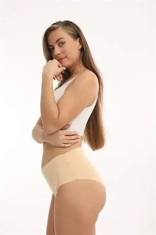 Kadın Yüksek Bel Basic Dikişsiz Lazer Kesim Külot 3'lü Paket Ten - 3