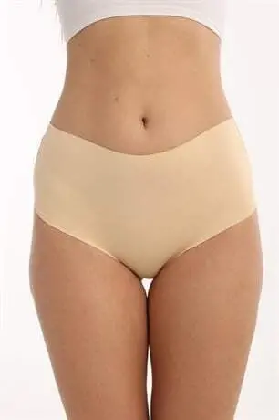 Kadın Yüksek Bel Basic Dikişsiz Lazer Kesim Külot 3'lü Paket Ten - 20