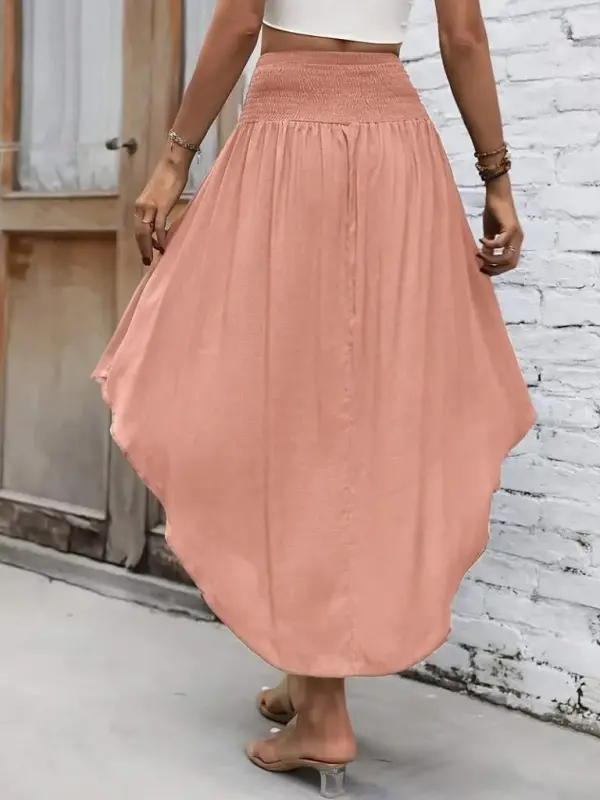 Kadın Yüksek Bel Belden Bağlamalı Asimetrik Kesim Detaylı Sandy Etek - 3