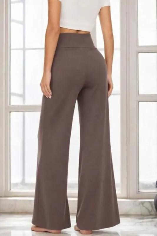 Kadın Yüksek Bel Beli Geniş Paçalı Uzun Janjan Krep Pantolon - 3