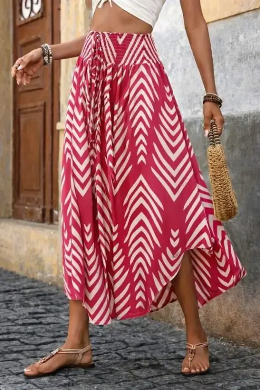 Kadın Yüksek Bel Beli Lastikli Bağcıklı Yanlardan Açık Uzun Süprem Etek - 3