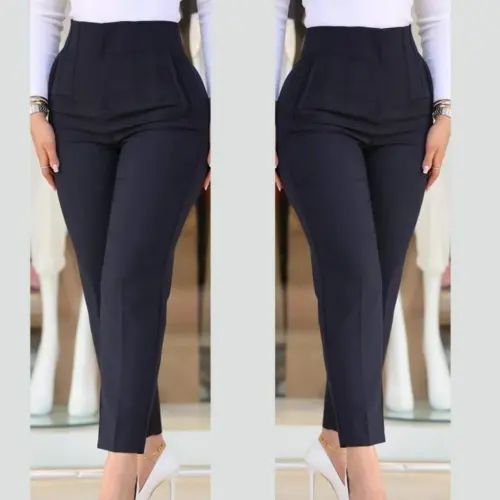 Kadın üste Oturan Paçası Bilek üzerinde Biten Krep Kumaş Kumaş Pantolon 36 (S) - 50 (5XL) - 4