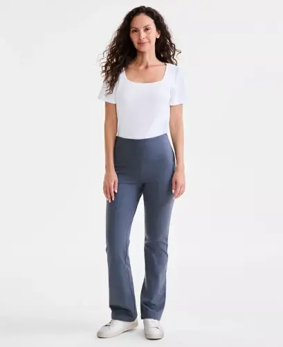 Women's High-Rise Bootcut Leggings, Created for Modazone - East Side Grey - 1