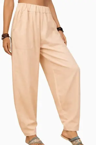 Kadın Yüksek Bel Cep Detaylı Pantolon - BÜYÜKBEDENIZ (1)