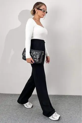 Kadın Yüksek Bel Cepli Cırt Kapama Janjan Krep Pantolon - BÜYÜKBEDENIZ (1)