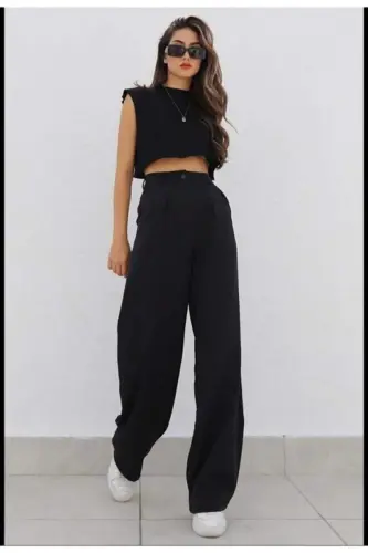 Kadın Yüksek Bel Cepli Ithal Krep Pantolon - 6