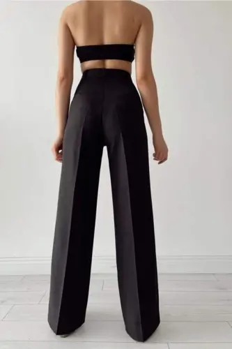 Kadın Yüksek Bel Cepli Ithal Krep Pantolon - 7