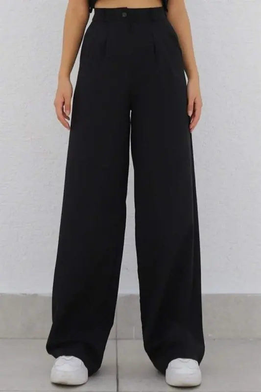 Kadın Yüksek Bel Cepli Ithal Krep Pantolon - 8