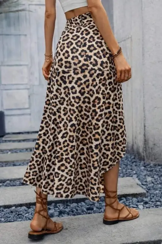 Kadın Yüksek Bel çiçek Desenli önü Asimetrik Detaylı Uzun Süprem Etek - 2