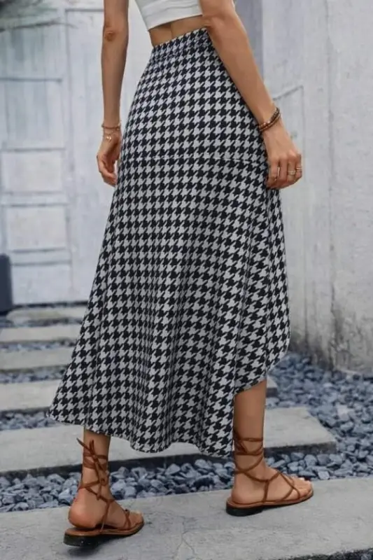 Kadın Yüksek Bel çiçek Desenli önü Asimetrik Detaylı Uzun Süprem Etek - 2