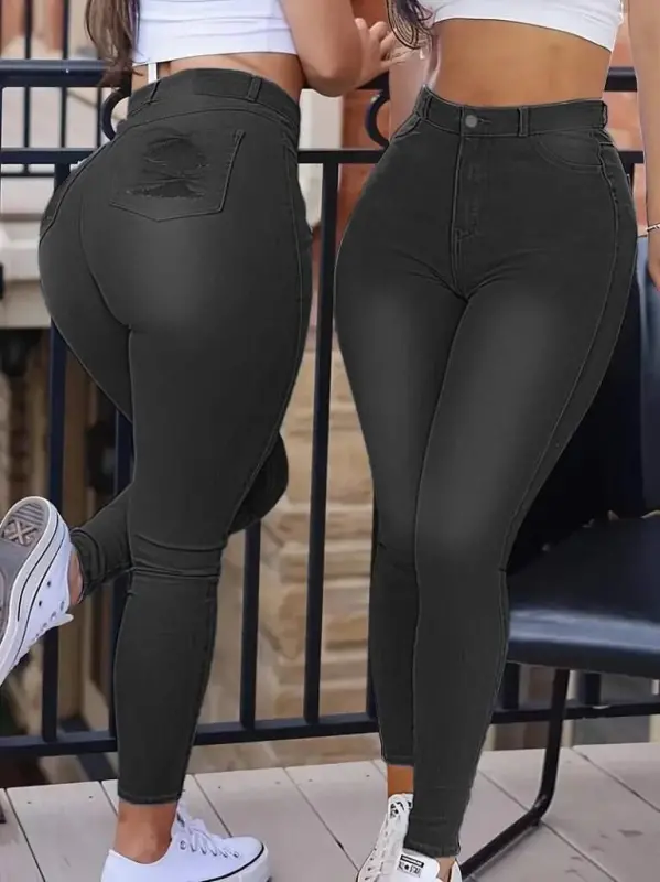 Kadın Yüksek Bel Dar Kesim Kot Pantolon - 1