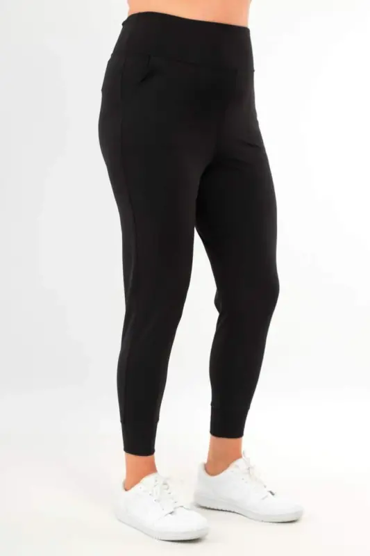 Kadın Yüksek Bel Jogger Eşofman Altı Siyah Joggers - 4