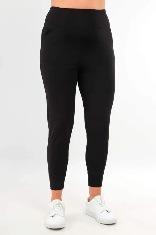 Kadın Yüksek Bel Jogger Eşofman Altı Siyah Joggers - 2