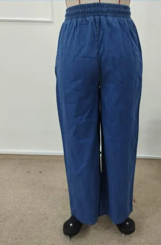 Kadın Yüksek Bel Lastikli Bağcıklı Kot Pantolon - 7