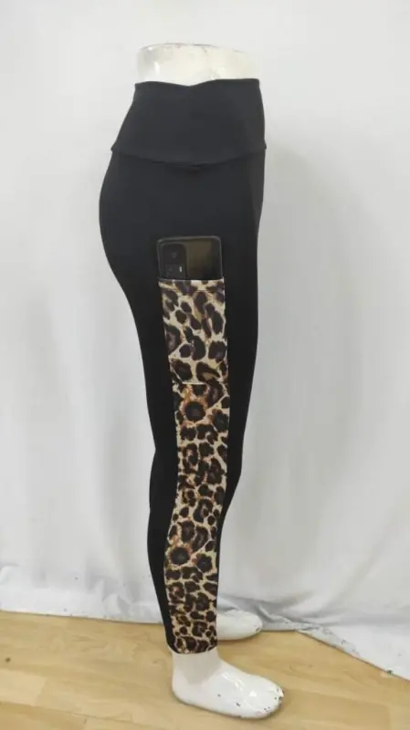 Kadın Yüksek Bel Leopar Desen Ve Cep Detaylı Dalgıç Tayt - 8