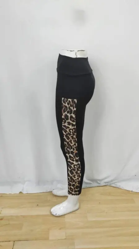 Kadın Yüksek Bel Leopar Desen Ve Cep Detaylı Dalgıç Tayt - 10