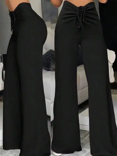 Kadın Yüksek Bel önden Büzgülü Ispanyol Ithal Krep Pantolon - 3