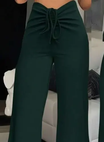 Kadın Yüksek Bel önden Büzgülü Ispanyol Ithal Krep Pantolon - BÜYÜKBEDENIZ (1)