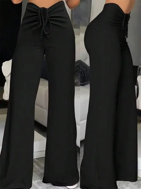 Kadın Yüksek Bel önden Büzgülü Ispanyol Ithal Krep Pantolon - BÜYÜKBEDENIZ