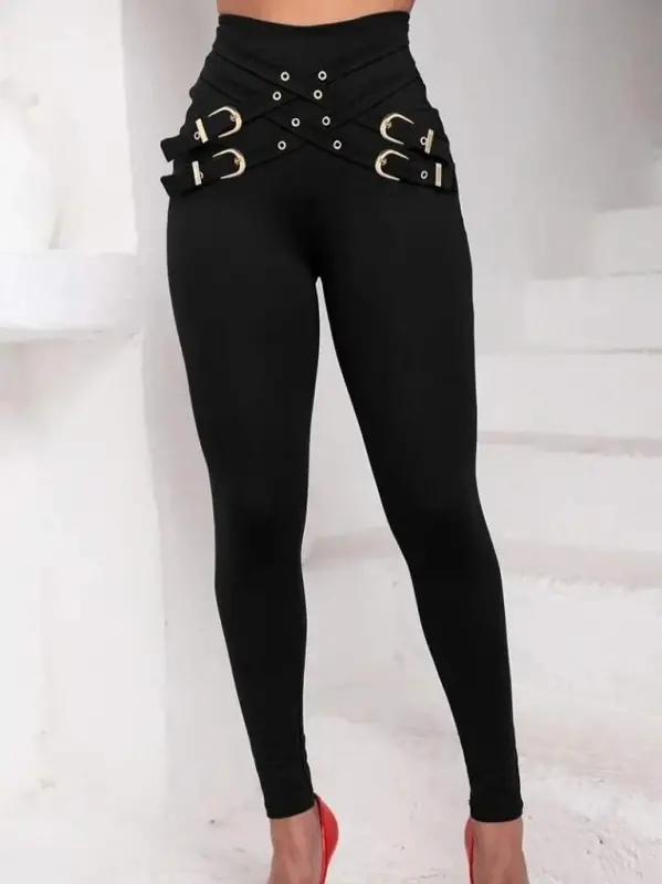 Kadın Yüksek Bel önden çapraz Kuş Göz Detaylı Dalgıç Tayt - 1