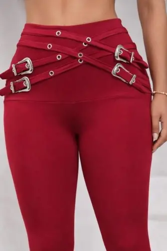 Kadın Yüksek Bel önden çapraz Kuş Göz Detaylı Dalgıç Tayt - BÜYÜKBEDENIZ (1)