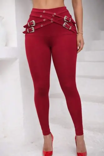 Kadın Yüksek Bel önden çapraz Kuş Göz Detaylı Dalgıç Tayt - 1