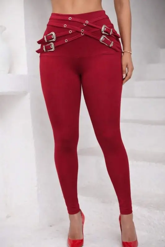 Kadın Yüksek Bel önden çapraz Kuş Göz Detaylı Dalgıç Tayt - 1