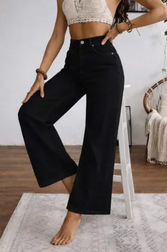 Kadın Yüksek Bel Palazzo Pantolon - BÜYÜKBEDENIZ (1)