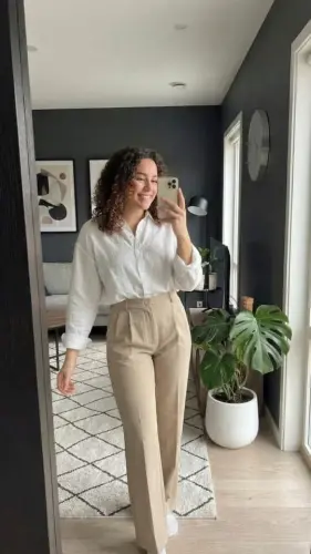 Kadın Yüksek Bel Pileli Palazzo Pantolon - 1