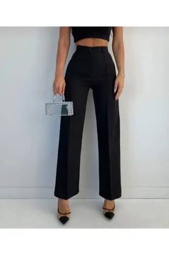 Kadın Yüksek Bel Pileli Palazzo Pantolon - 3