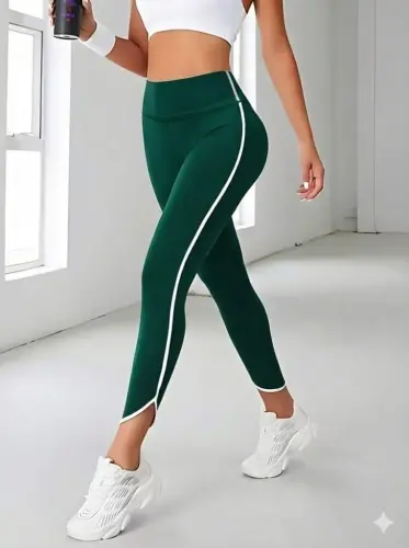 Kadın Yüksek Bel Yan şerit Detaylı Dalgıç Tayt - 1