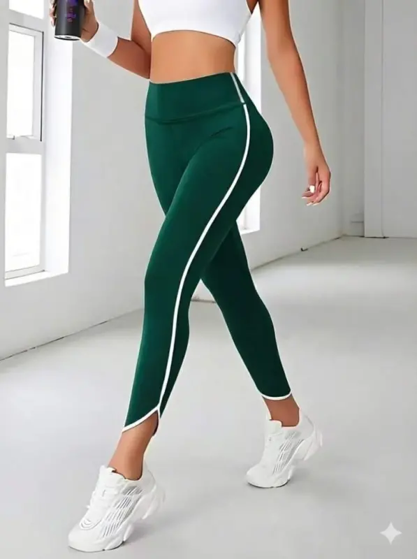 Kadın Yüksek Bel Yan şerit Detaylı Dalgıç Tayt - BÜYÜKBEDENIZ