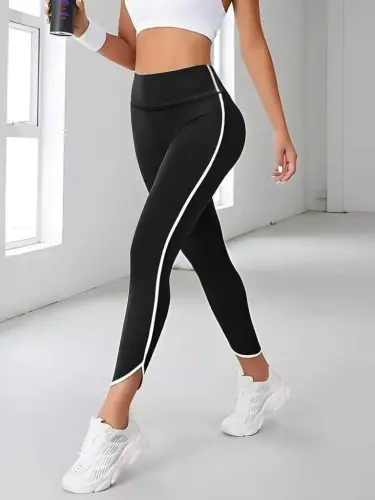 Kadın Yüksek Bel Yan şerit Detaylı Dalgıç Tayt - 1