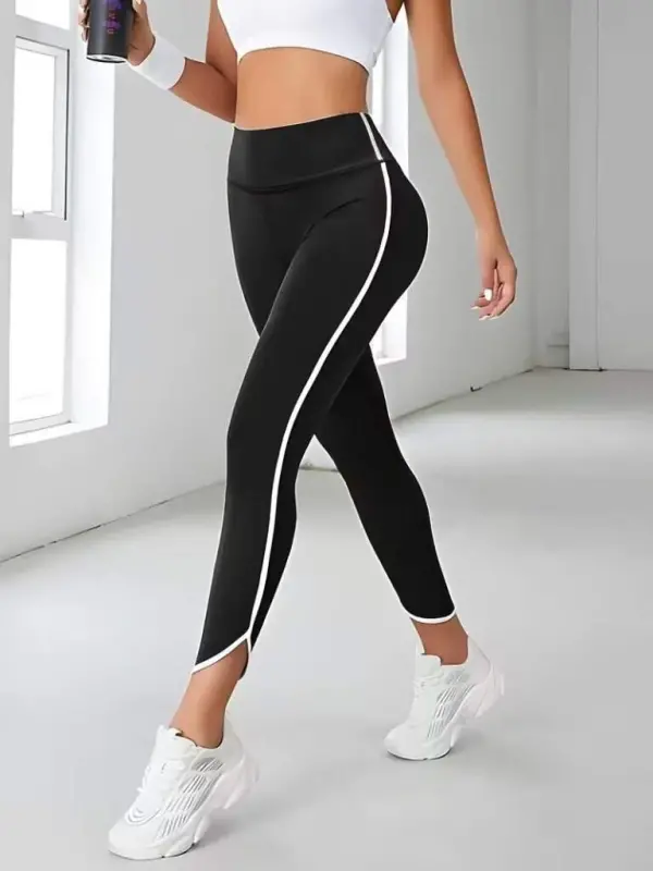 Kadın Yüksek Bel Yan şerit Detaylı Dalgıç Tayt - 1