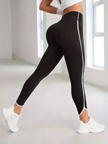 Kadın Yüksek Bel Yan şerit Detaylı Dalgıç Tayt - 5