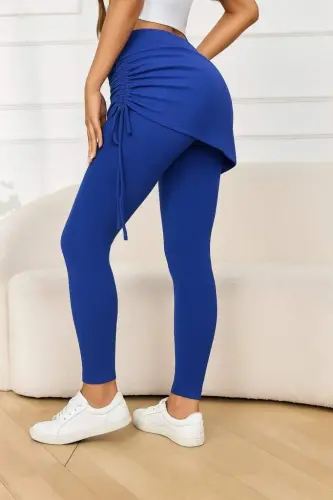 Kadın Yüksek Bel Yandan Büzgülü Alttan Uzun Kaşkorse Tayt Etek - 3