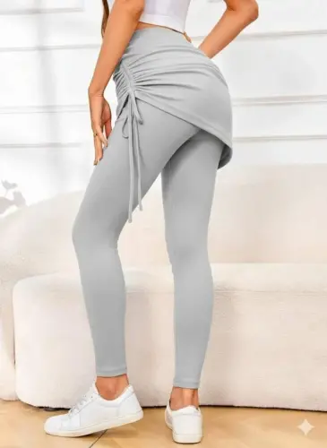 Kadın Yüksek Bel Yandan Büzgülü Alttan Uzun Kaşkorse Tayt Etek - BÜYÜKBEDENIZ (1)