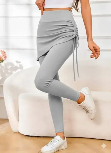 Kadın Yüksek Bel Yandan Büzgülü Alttan Uzun Kaşkorse Tayt Etek - 1