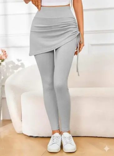 Kadın Yüksek Bel Yandan Büzgülü Alttan Uzun Kaşkorse Tayt Etek - 4