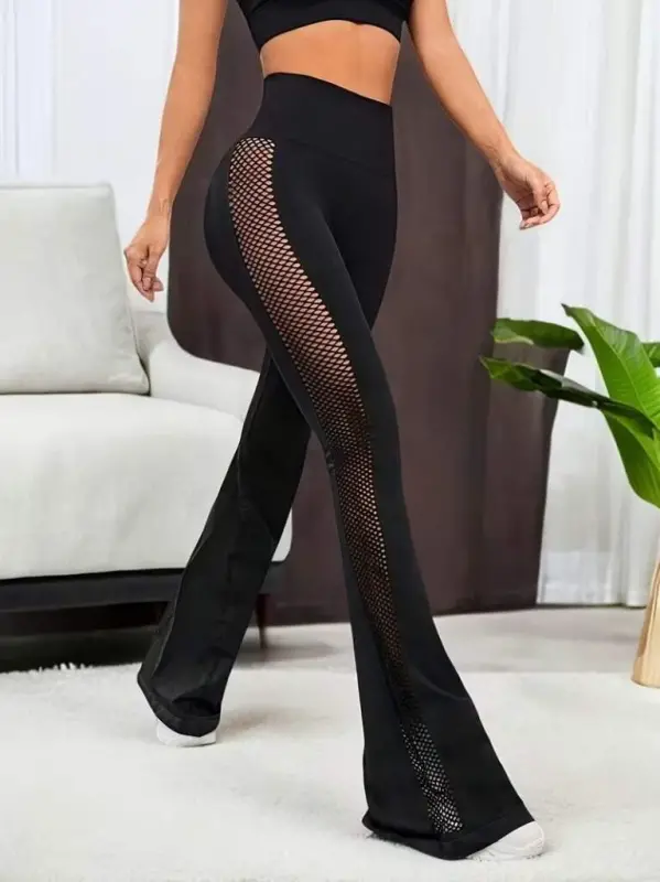 Kadın Yüksek Bel Yandan File Görünümlü Dalgıç Tayt - BÜYÜKBEDENIZ