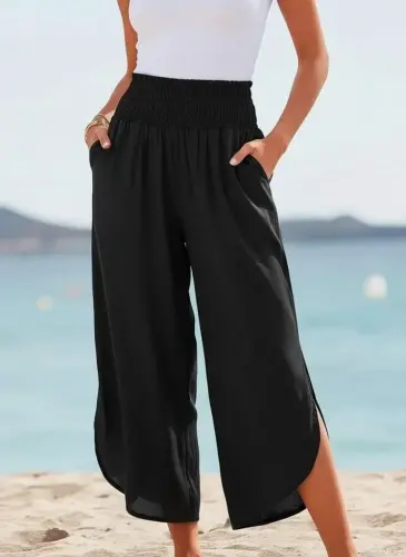 Kadın Yüksek Bel Yandan Yırtmaç Detaylı Aerobin Pantolon - BÜYÜKBEDENIZ (1)