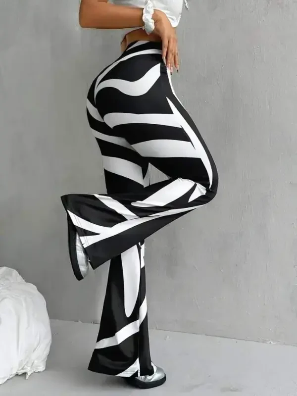 Kadın Yüksek Bel Zebra Desenli Dalgıç Tayt - 2