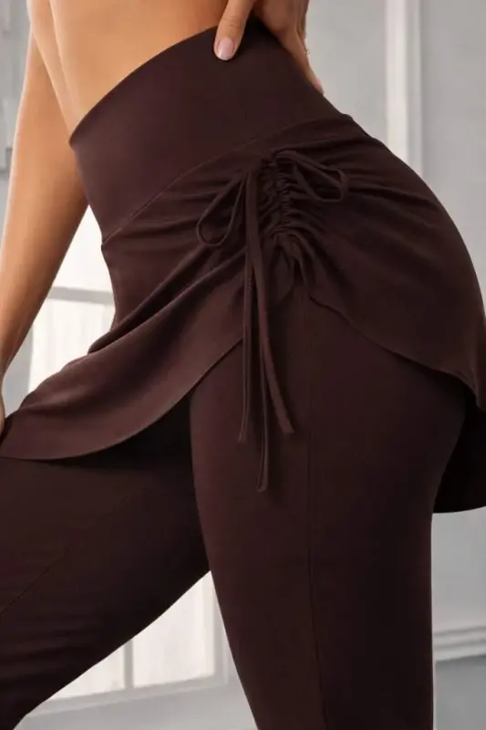 Kadın Yüksek Belli Yandan Büzgülü Paçaya Doğru Geniş Dalgıç Tayt - 2