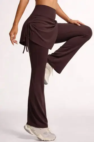 Kadın Yüksek Belli Yandan Büzgülü Paçaya Doğru Geniş Dalgıç Tayt - 4