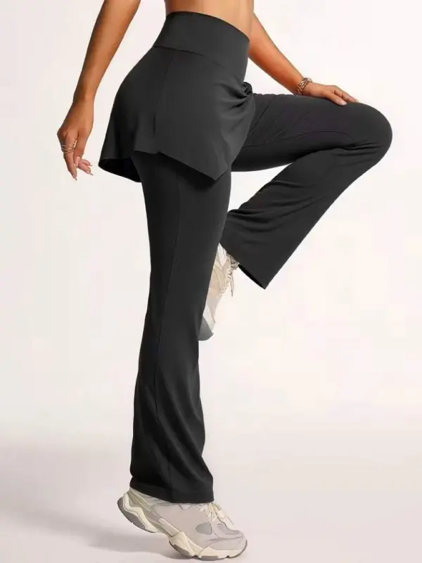 Kadın Yüksek Belli Yandan Büzgülü Paçaya Doğru Geniş Dalgıç Tayt - 4